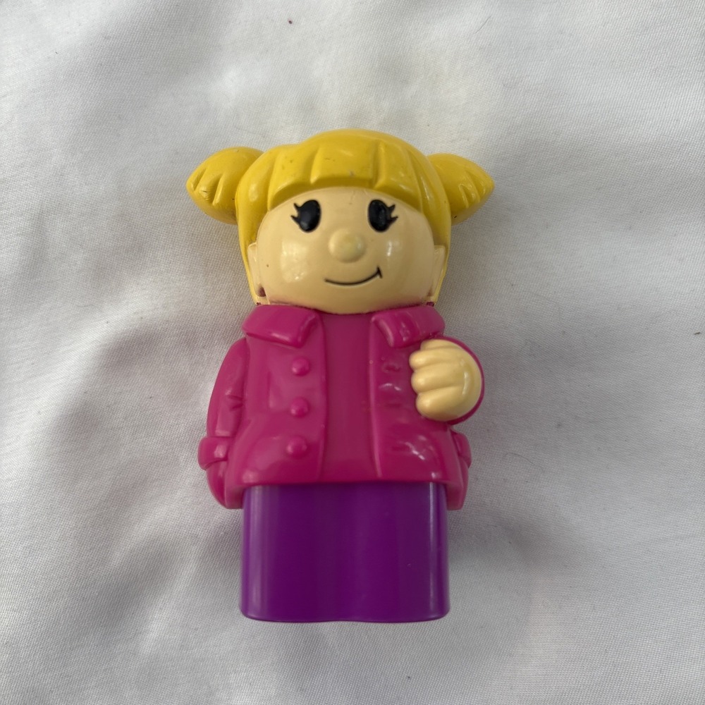 First Builders Blonde Girl 3" Figure Mega Bloks Pink Purple